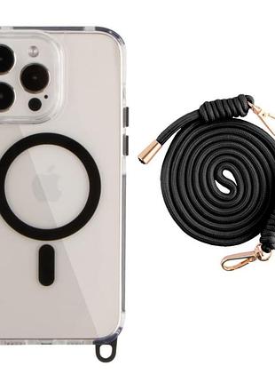 Чохол crossbody зі шнурком tpu+pc з magsafe для iphone 15 pro max чорний (18)