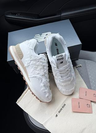 Кросівки new balance 574 x miu miu denim white