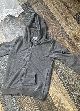 Кофта для дітей stone island сіра на змійці з капюшоном