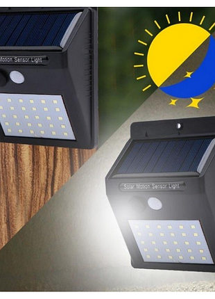 Светодиодный навесной фонарь с датчиком движения 609 + solar 30 диодов