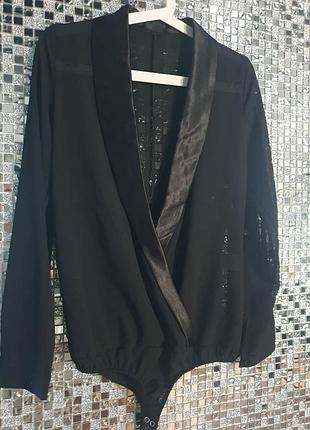 Боді фрак чорний прозорий на с розмір