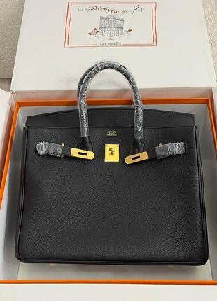 Большая черная сумка шоппер шкіра того birkin 35 togo