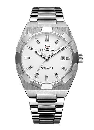 Мужские механические часы forsining 8264 silver-white с автоподзаводом и стальным браслетом