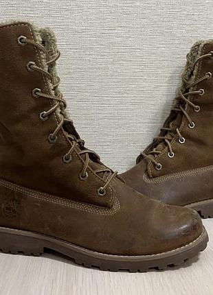 Сапоги кожаные ,чоботи timberland icon authentic shearling 6'' wp з нубуку з підкладкою зі стриженої овчини