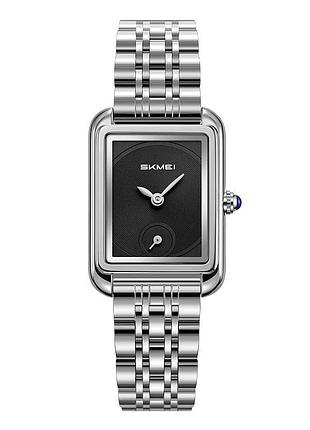 Жіночий годинник skmei 2670sibk silver-black у квадратному корпусі зі сріблястим браслетом