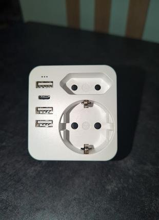 Зарядний пристрій sp-175d4c адаптер для американської розетки з usb портами