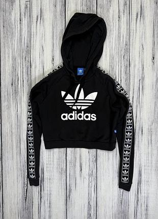 Adidas кофта оригинал чёрная original xs размер укороченная crop