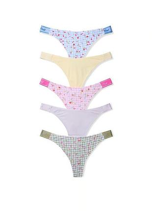 Набор трусиков тонг victoria's secret pink 5 шт