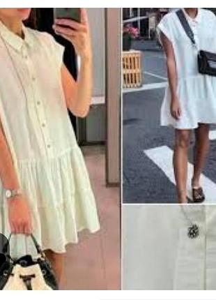 Короткое платье с короткими рукавами и многоярусной юбкой от zara.