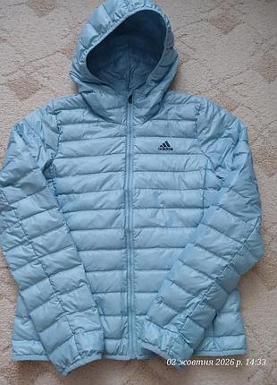 Жіноча куртка-пуховик adidas блакитна