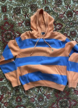 Худі чоловіче polo ralph lauren у смужку, помаранчеве з синім
