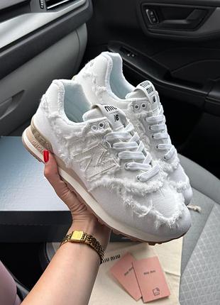 Кросівки new balance 574 x miu miu denim white