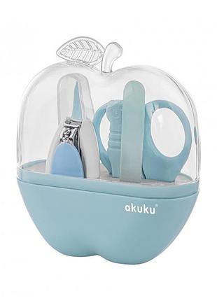 Маникюрный набор яблоко, голубой akuku a0043