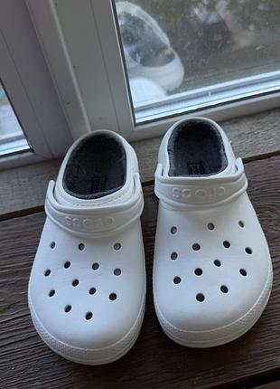 Сабо жіночі crocs білі утеплені, розмір 35