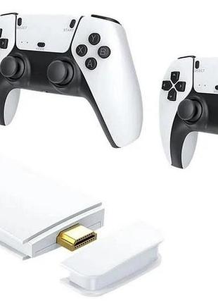 Детская игровая консоль / приставка m15 4k 64gb 20000 игр + два беспроводных контроллера белая