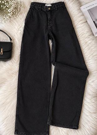 Джинси жіночі zara чорні вільні широкі з високою посадкою