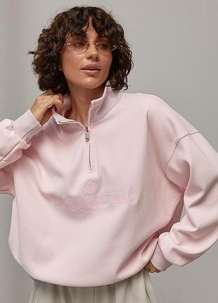 Теплый свитшот oversize с вышитой надписью мод 50379