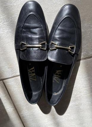 Лофери жіночі zara чорні, розмір 37, натуральна шкіра