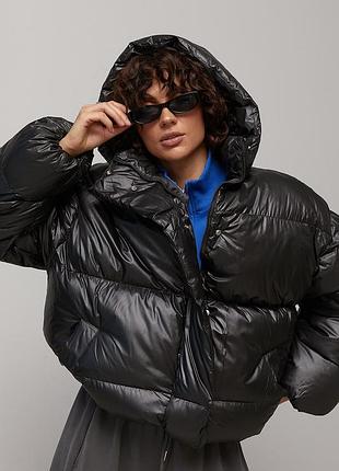 Об'ємна зимова куртка oversize з капюшоном мод 80022