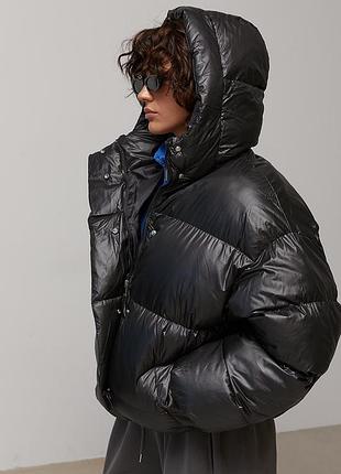 Объемная зимняя куртка oversize с капюшоном мод 80022 4