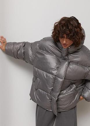 Об'ємна зимова куртка oversize з капюшоном мод 80022