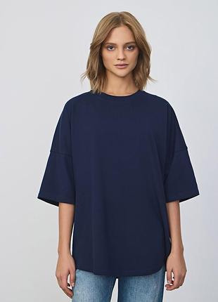 Футболка хлопок синяя мужская женская unisex 3xl большой размер