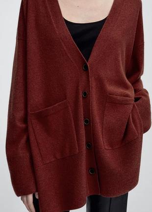 Жіночий трикотажний кардиган вільного крою massimo dutti бордо woll cashmere розмір s-xl