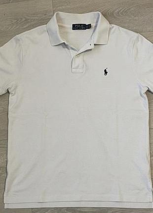 Біла брендова футболка-поло polo ralph lauren (по факту йде на розмір m)