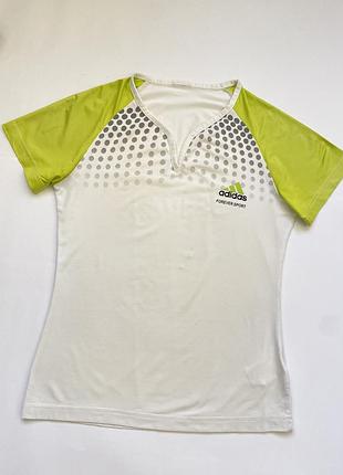 Оригинальная спортивная футболка adidas forever sport / салатовая женская футболка для фитнеса бега тенниса адидас размер xs s