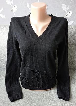 Красивый джемпер с вышивкой dkny р.м пуловер кофта