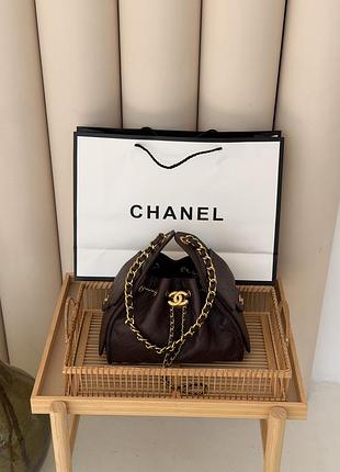 Сумка женская chanel 25 small handbag premium шоколадный шанель торба