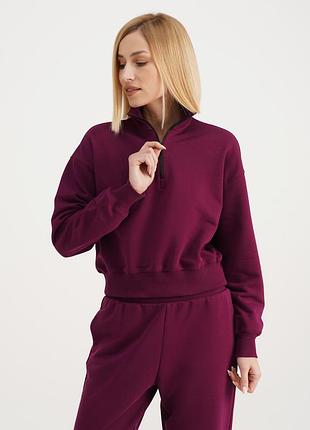 Жіночий світшот із коміром-стійкою та манжетами giulia street style 4416/160 l violet-magenta purple