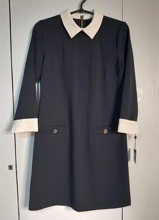 Сукня міді жіноча tommy hilfiger чорна з білим коміром s (us 4)