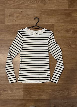 Базовий лонгслив у смужку h&m в рубчик (розмір m)