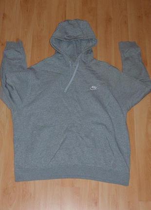 Серая мужская кофта/худи nike nsw grey hoodie fleece cotton under era polo ck original xl-xxl(2xl)-3xl толстовка байка jordan