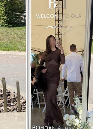 Шоколадна сукня максі 2