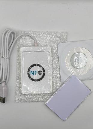 Nfc зчитувач смарт карт rfid acr122u usb 13.56 мгц для домофонних ключів, систем контроля доступу та інше