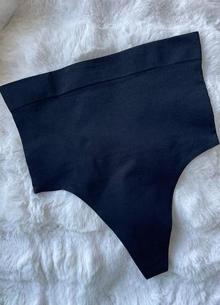 Жіночі безшовні коригуючі трусики-стрінги primark seamless shapewear thong з високою талією s чорний т-1115/61