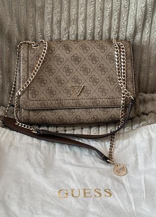 Сумка жіноча guess через плече бежева