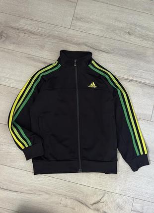 Світшот для хлопчика adidas чорний з салатовими смужками