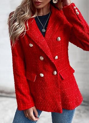 Zara твідовий піджак на ґудзиках із золотистою фурнітурою  🤍