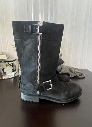 Оригинальные замшевые сапоги coach grafsy boot (размер 38 / 7.5 us) в байкерском стиле