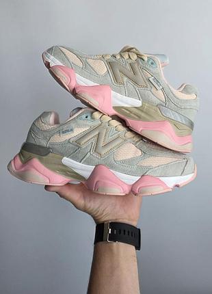 Утепленные зимние женские кроссовки new balance 9060 winter termo grey pink New belанс розового с серым цветов термо