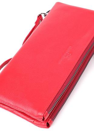 Шкіряний жіночий гаманець на три відділення st leather 23109 червоний