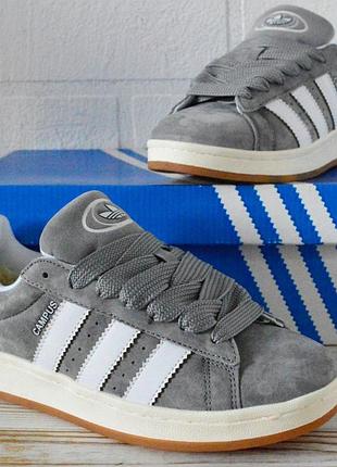 Зимові жіночі кросівки adidas campus winter fur grey white адідас кампус сірого з білим кольорів хутро