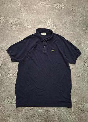 Мужское винтажное поло chemise lacoste 70-80х года выпуска made in atch (темно-синее)
