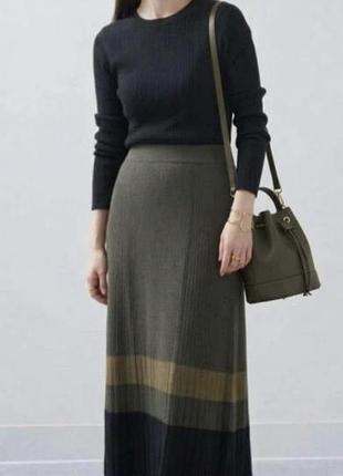 Жіноча трикотажна спідниця  merino blend ribbed skirt color block з колекції uniqlo : c. розмір xs