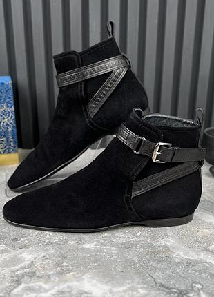 Louis vuitton ankle boots monogram strap black suede