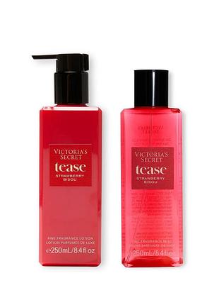 Набор для тела tease strawberry bisou victoria's secret мист и лосьон