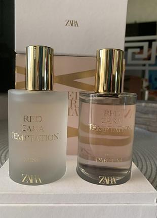 Подарунковий набір zara red temptation   до складу набору входить парфумована вода 50мл та міст для волосся 50мл.